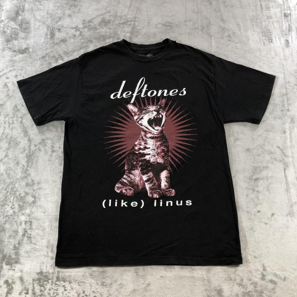 Deftones Shirt Mens XL Black (Like) Linus Cat Graphic Tee Band Music T Shirt